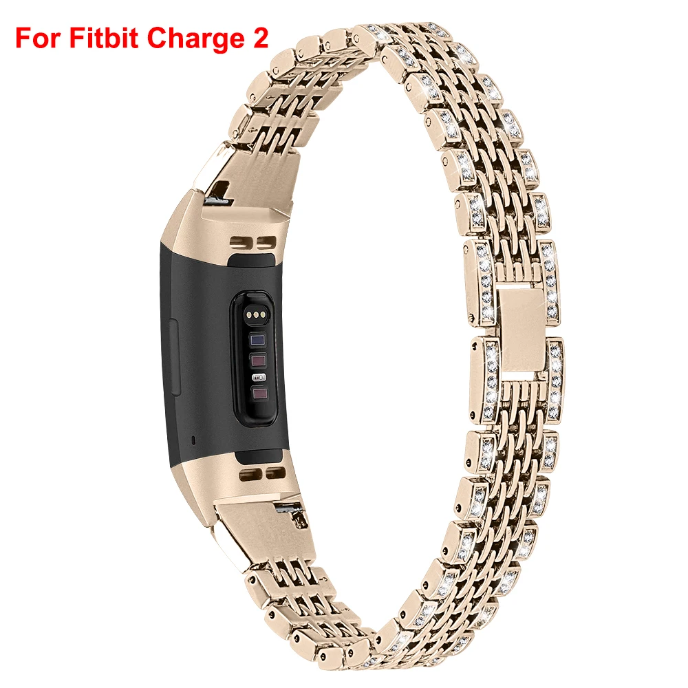 Gold-2 Металлический ремешок для Fitbit Charge 2 Charge 3 Band Diamond нержавеющая сталь Chained сменный Браслет ремешок для Fit bit Charge - Цвет: Gold-2