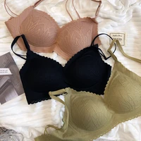 lace latex bra without steel ring underwear gathers zero sense of small chest sleep bralette seamless women sexy lingerie