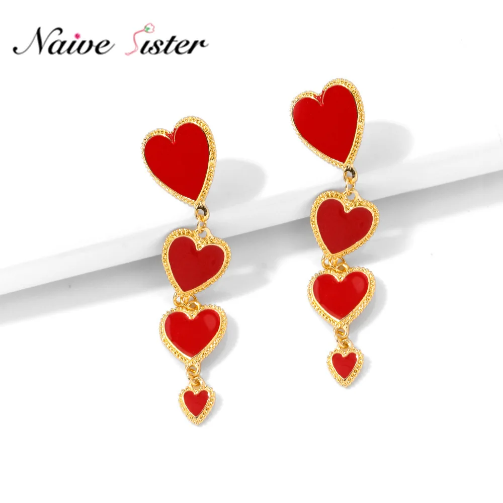 Длинное подвесное сердечко для девочек женские серьги милый подарок девушек