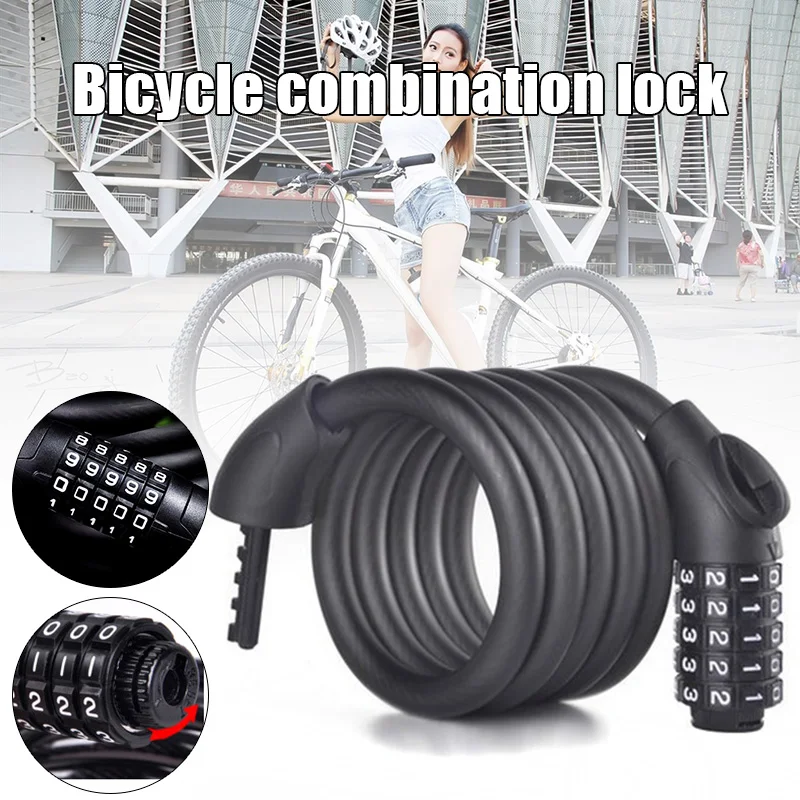 Bike Cable Lock Self-Coiling UV Resistance Resettable 5-Digit Combination Passwords FOU99 | Спорт и развлечения