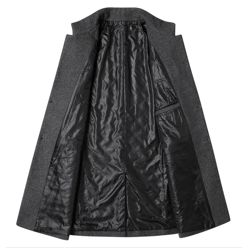 

2020 Winter 30% Wool Men Thick Coats Slim Fit Stand Collar Buttons Male Fashion Wool Blends Outerwear Jackets Trench