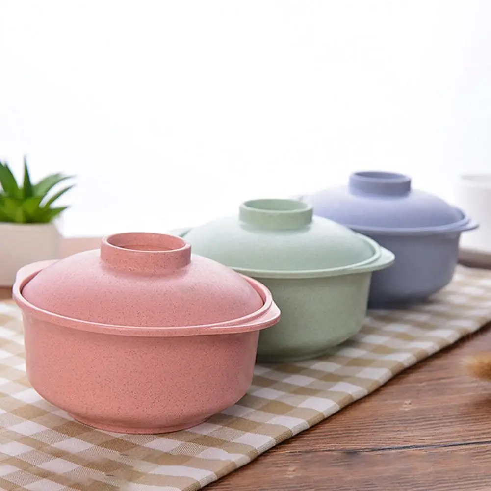 

4 Colors Instant Noodles Bowl Nordic Style Nice-looking Heat-resistant Unbreakable Lightweight Bowl with Handle for Home