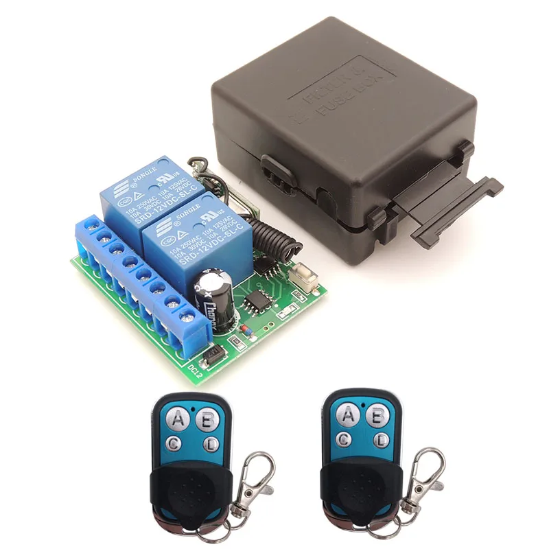 1RC 2B 12V 10A 2CH rf релейный Приемник 433MHz Универсальная беспроводная открывалка с дистанционным управлением для электрических штор/ворот/гаража/дверей - Color: 1RC 2B