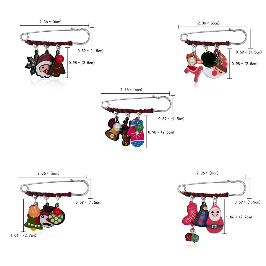 

Rinhoo Christmas Snowflake Gloves Snowman Bell Pearl Tassel Anti Slip Big Pin Brooch Charm accessories Cardigan Anti Wearing Pin