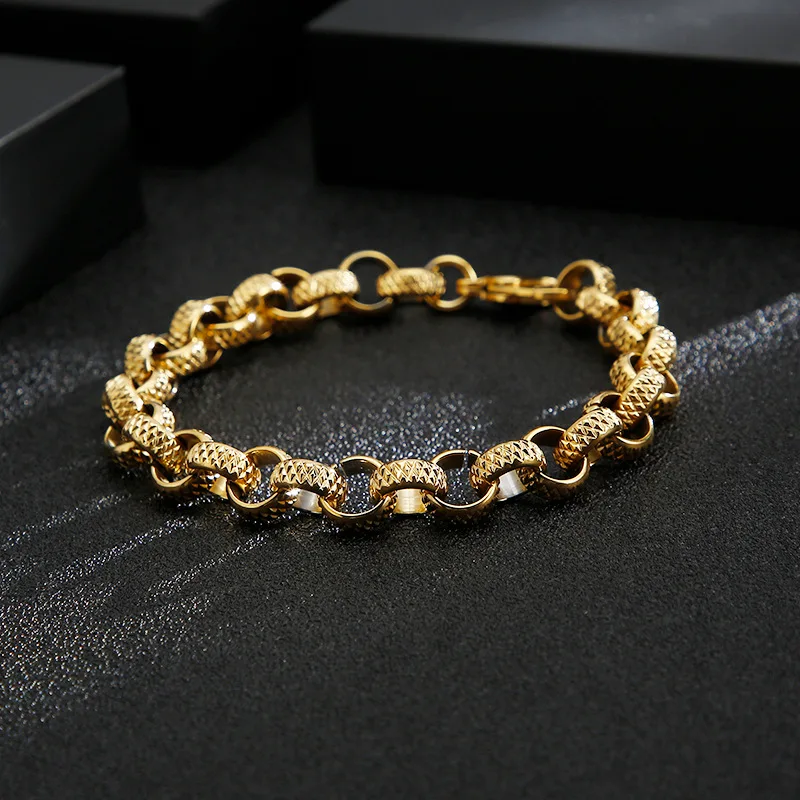 

Retro creative punk simple cross stainless steel O-shaped chain bracelet