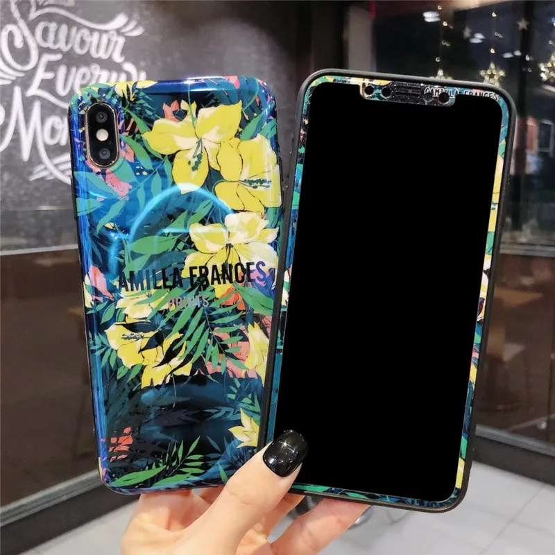 Мультяшное закаленное стекло + задняя крышка для iPhone 11 Pro Max 6plus Защита экрана XS XR 8 7
