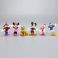 disney toys 6pcslot mickey mouse action figure toys 10cm cute mickey minnie pluto donald duck collection dolls happy toys