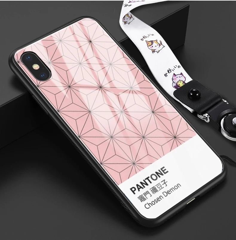 Kamado Nezuko Kimetsu no Yaiba Demon Slayer Pantone черный стеклянный чехол для телефона для iphone 6/6s 7 7Plus X, XS i11 i11pro - Цвет: 24102