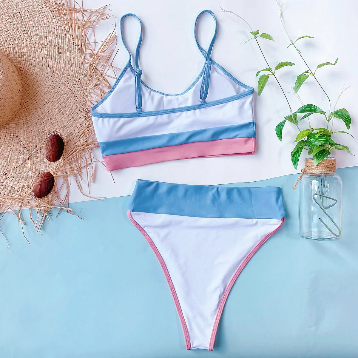 

Sexy Bikinis Women's Swimsuits High Waist Biquini Swimwear Push Up Bathers Bathing Suits 2021 Patchwork Beachwear