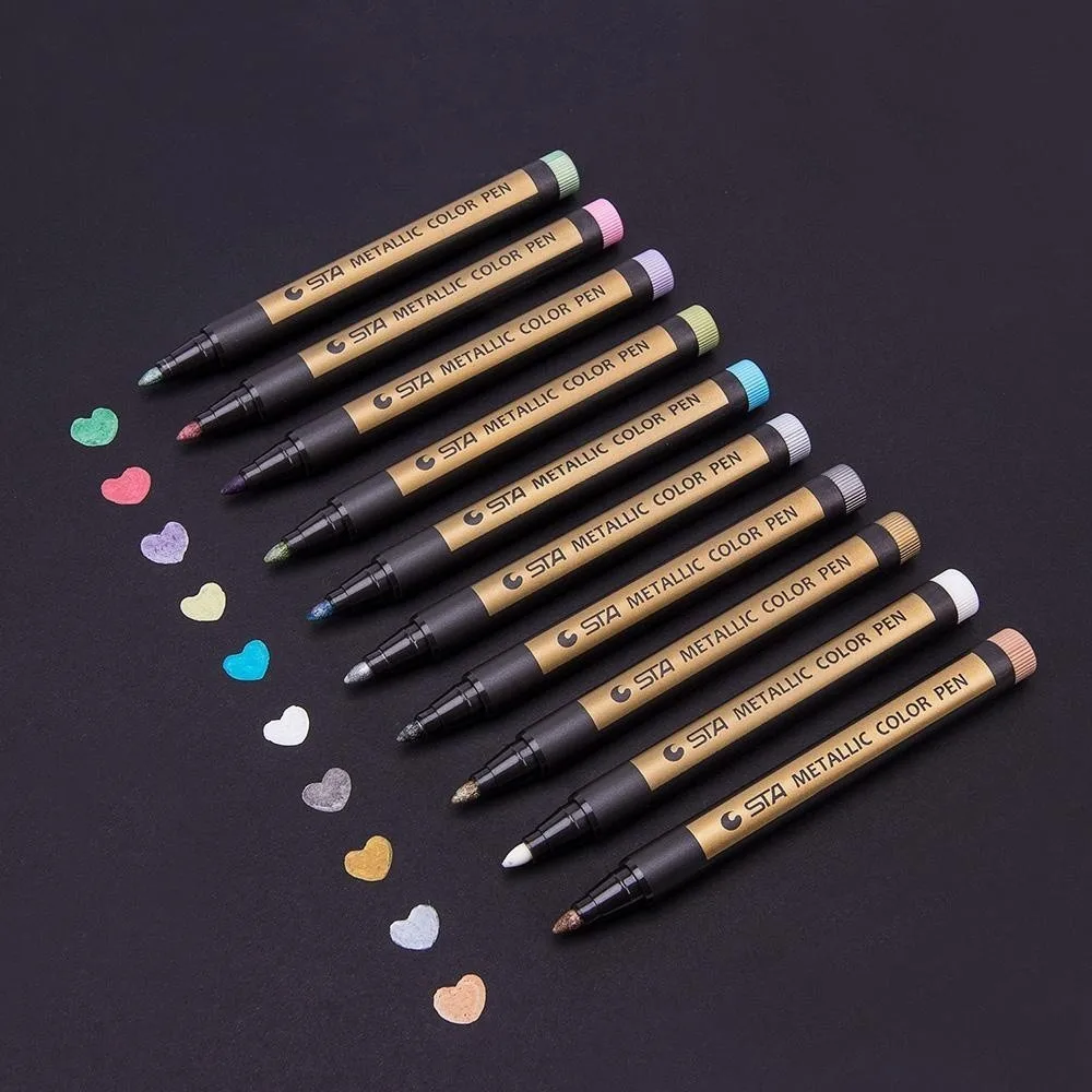 

STA10 Colors Fine Metallic Markers Paint Pens for Rock Painting - Ceramic painting mark DIY Marker Pen Art Marker For Stationery