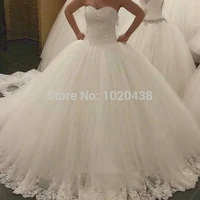 vestido de noiva 2018 romantic crystal beaded sweetheart tulle lace bridal ball gown robe de mariage mother of the bride dresses