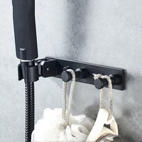 new aluminum shower head holder adjustable showerhead bracket wall mount with 2 hooks stand spa bathroom universal accessories