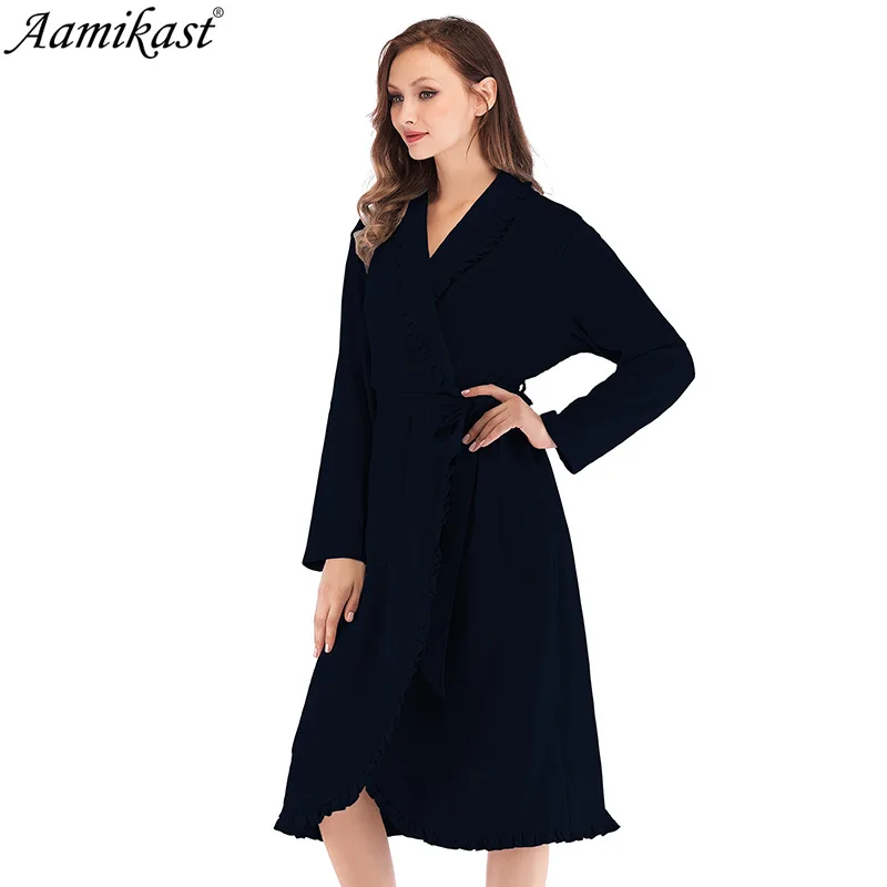 

Explosive Nightgown Autumn New Arrival Sleepwear Women's Loose Home Wear Long Sleeve Ruffled Bathrobe Bielizna Nocna Kimono Robe