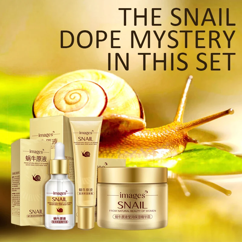 

4 Pcs Snail Face Skin Care Set Day Cream/ Essence/ Eye Cream/Cleanser Anti Aging Repair Whitening Nursing Facial Set