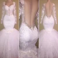 full white mermaid prom dresses long sleeves lace applique backless formal sweetheart evening gown 2020 party dress vestido
