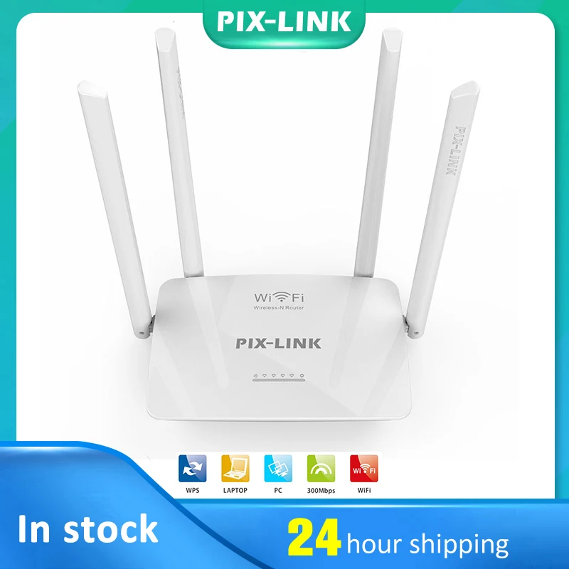 English Firmware Wireless Home Router WIFI Repeater Booster Extender Network 802.11 b/g/n 5 Port RJ45 300Mbps White 4 Antennas