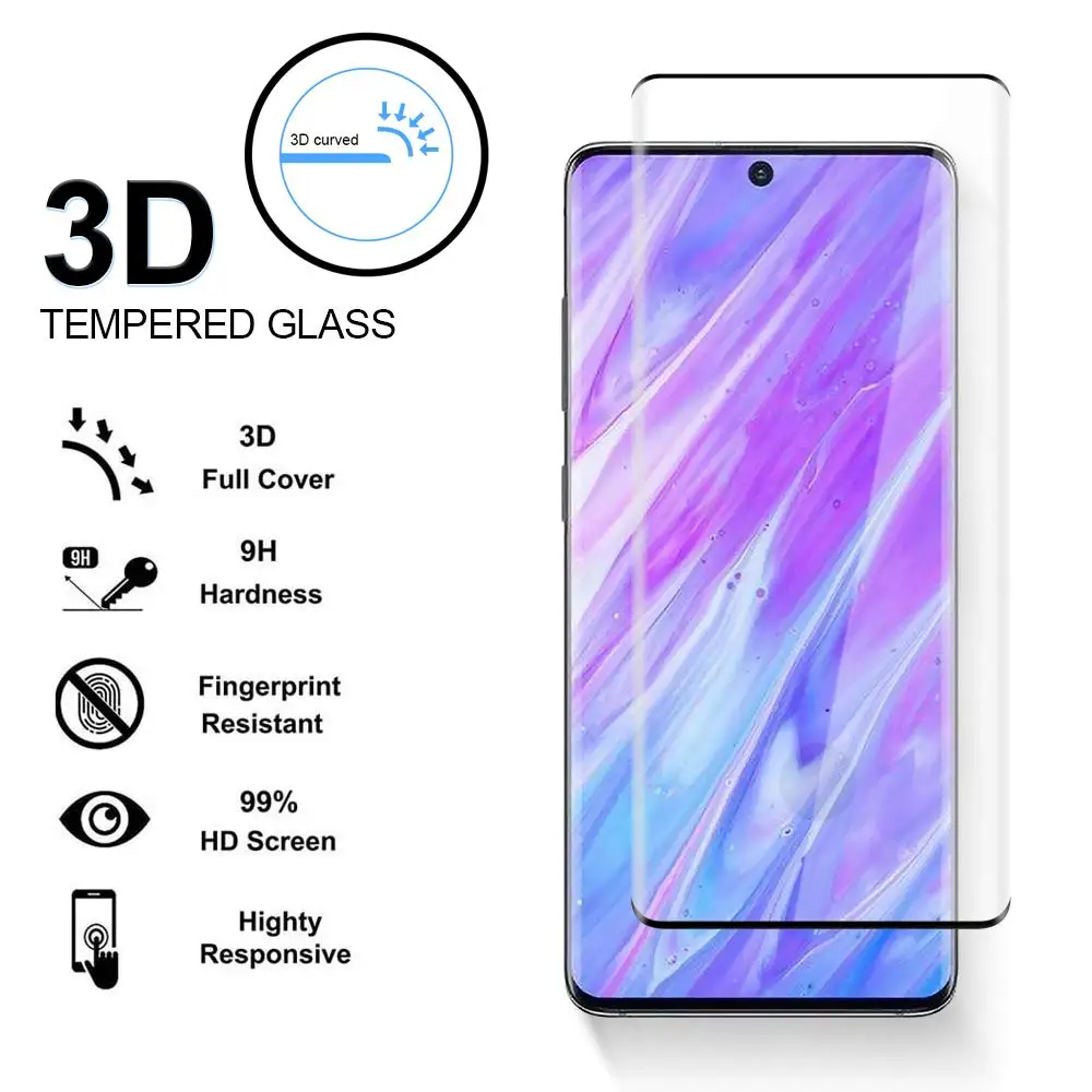 Закаленное стекло 20D с изогнутыми краями для Samsung Galaxy S20 Ultra пленка plus полная