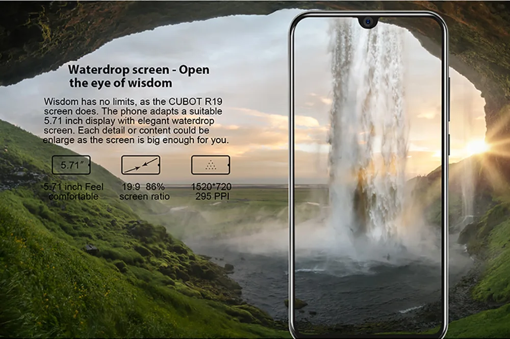 Смартфон Cubot R19 5,7" 19:9 Waterdrop полный экран, 3 Гб+ 32 ГБ Android 9,0 Pie MT6761(Helio A22) Задняя Двойная камера 13МП распознавание лица 4G LTE Телефон 2800мАч