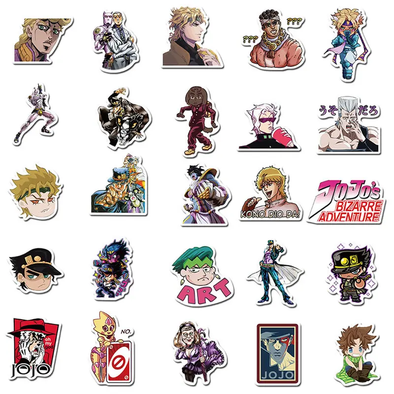 Pegatinas de guitarra de Anime para ordenador port&aacute;til, equipaje de monopat&iacute;n impermeable de PVC, pegatina de Graffiti Chico, 10/30/50 Uds. Por paquete la extra&ntilde;a aventura de Jojo-2