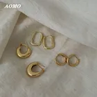 Женские серьги-кольца AOMU, из латуни, золотистые, круглые, витые, геометрические, с крючком, 2020, панковские этнические