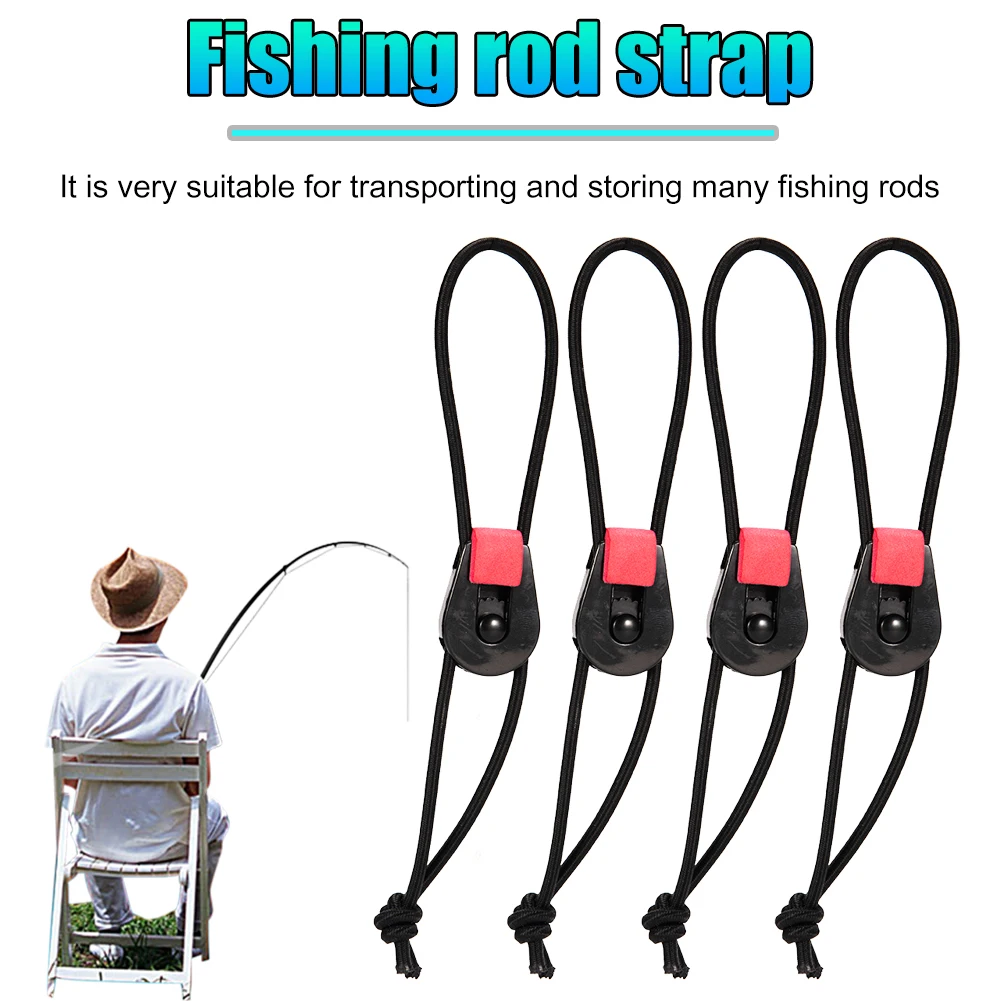

1/4pcs Quick Rod Tie Straps Fishing Rod Elastic Bungee Leash Pole Accessories Ties Organizer Reusable Tackle Fish Accessories