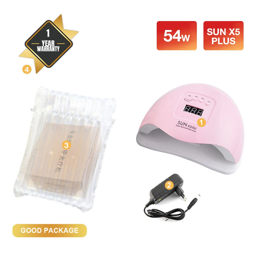 Pink in Box Солнце 5 X плюс светодиодный светильник 36/54 Вт Сушилка для ногтей ЖК-дисплей Дисплей 36 светодиодный Сушилка для ногтей лампа для маникюра Гель-лак Авто Сенсор таймер УФ кабины - Цвет: Pink in Box