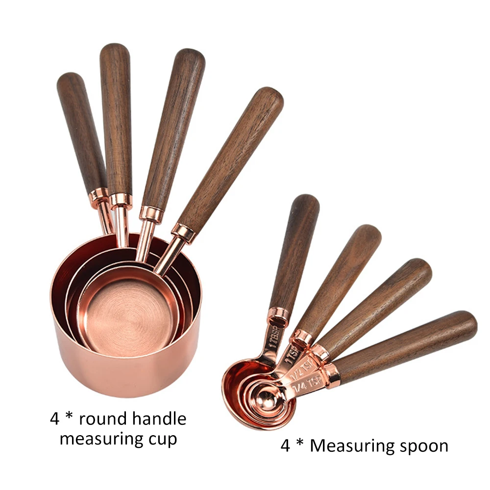 

8-piece Set Kitchen Cooking Accessories Tea Coffee Measuring Spoon Durable Stainless Steel Measuring Cup Measuring Tools Set