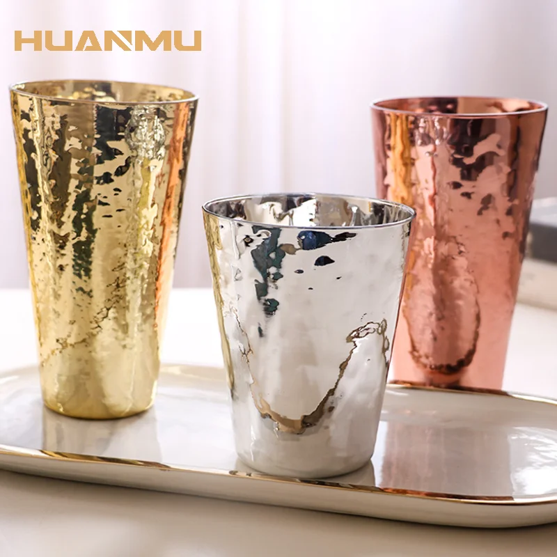 

Creative Color Electroplating Glass Cups Whiskey Red Wine Glasses Wedding Party Champagne Flutes Bar Restaurant Home Tools