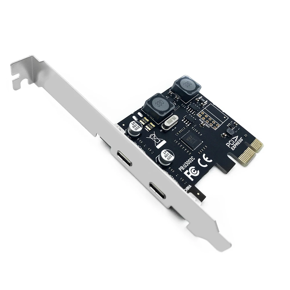Карта расширения PCI-E 2 порта USB3.0 Type-C 5 Гбит/с высокоскоростная карта адаптера Type C