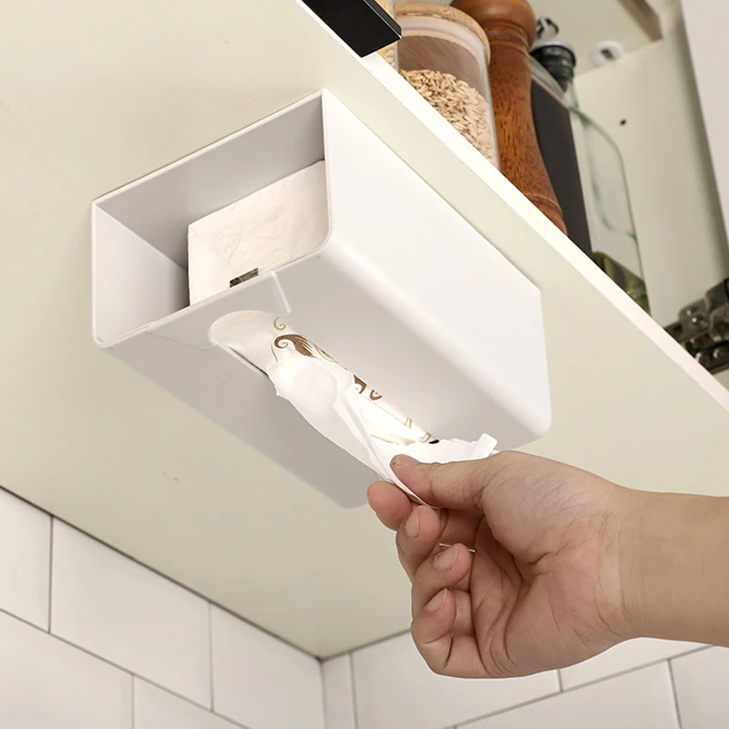 Kitchen Self-Adhesive Paper Tray Wall-Mounted Towel Rack Simple Toilet Tissue Box Roll Holder Shelf | Дом и сад