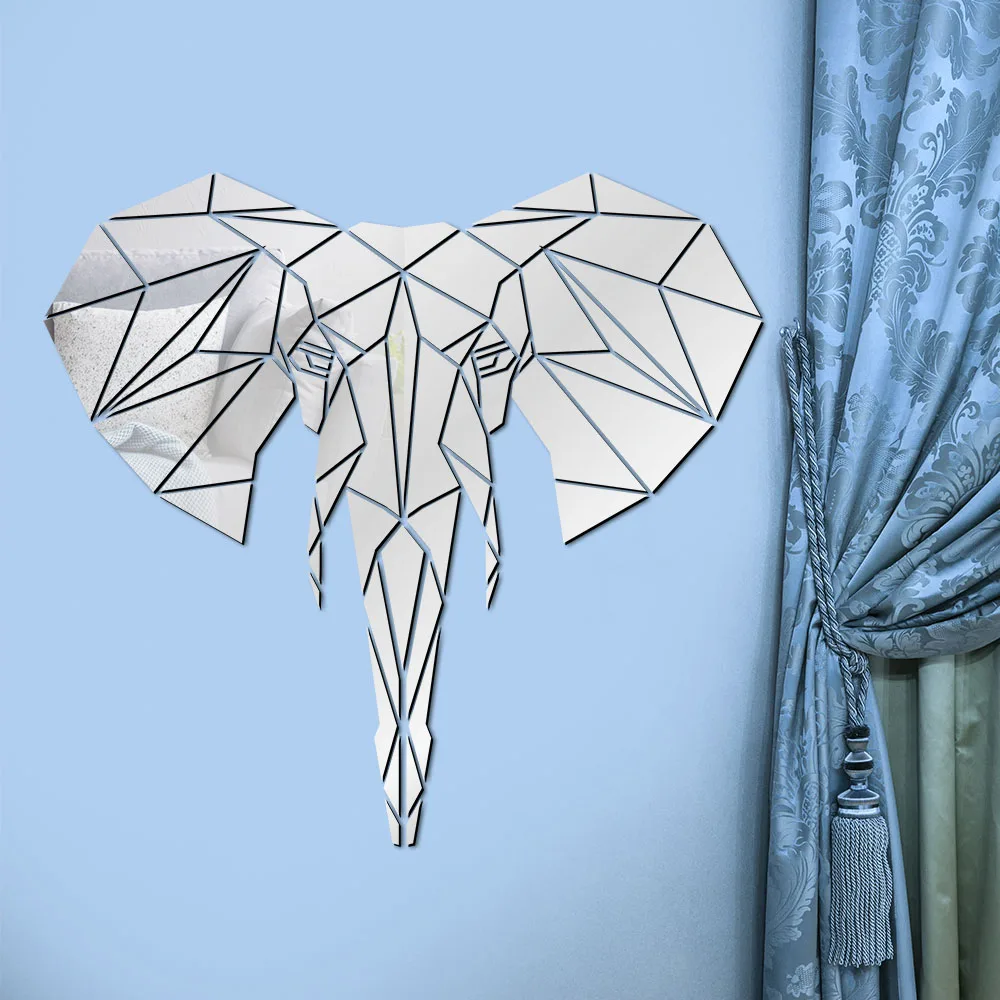 Акриловые зеркальные настенные наклейки в виде слона дикой природы животных