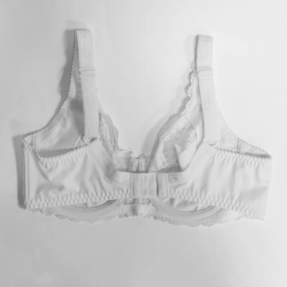 

White Women Lace Bra Full Coverage Underwire Unlined Everyday Plus Size Bras Top 34 36 38 40 42 44 46 C D E F G H I