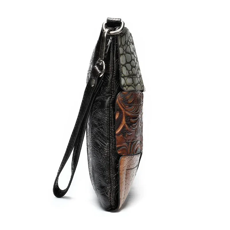 Сумки из натуральной кожи для женщин многоцветная Лоскутная сумка через плечо