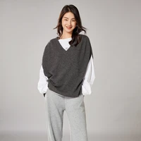 autumn winter womans sweaters chic loose vest v neck sleeveless female pullover 100 wool knitted top clothing jumper plus size