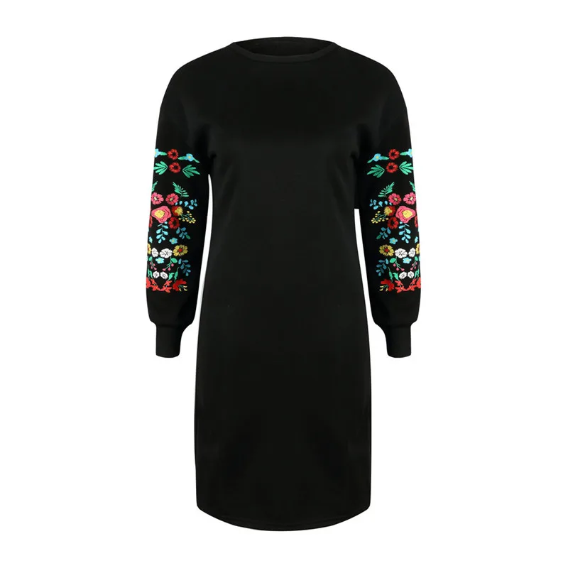 

Fashion Autumn Flower Print Dress 2020 New Elegant Women Long Sleeve O-neck Dresses Casual Vintage Loose Sexy Mini Dress Vestido