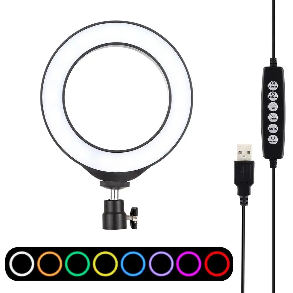 

PULUZ 4.7 inch 12cm USB RGBW Dimmable LED Ring Light Youtube Vlogging Photography Video Lights & Cold Shoe Tripod Ball Head