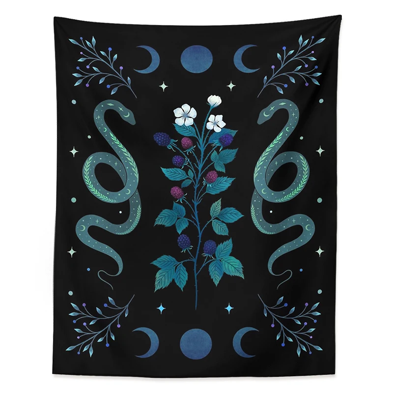 

Vintage Moon Phase Wall Hanging Tapestry Mooonlight Green Olive Leaf Black Tapestries Boho Room Art Home Decoration Accessories