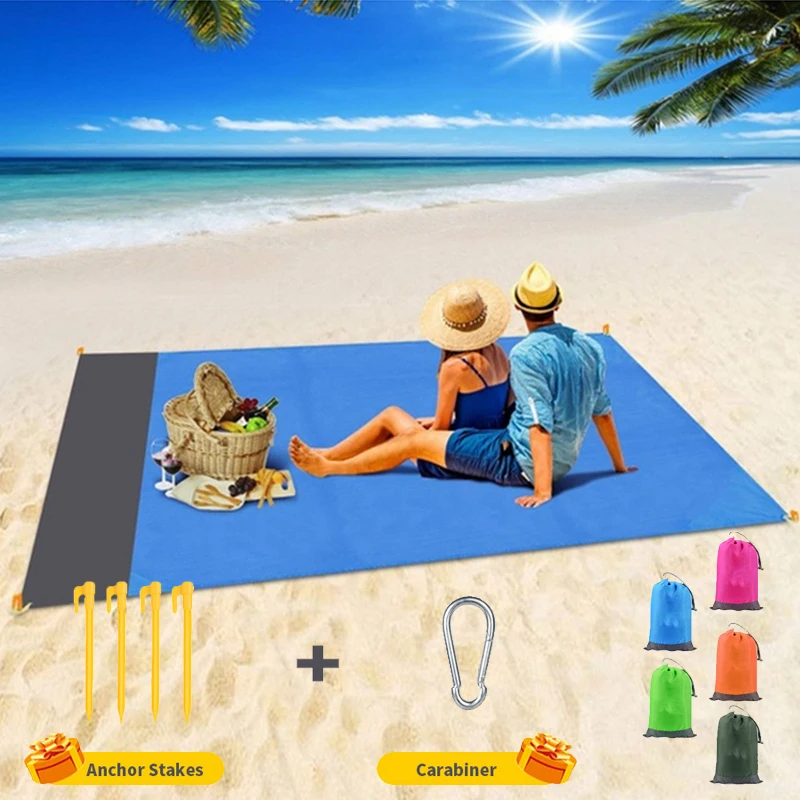 Manta de playa de bolsillo impermeable, colchoneta de acampada plegable, colchón ligero portátil, esterilla de pícnic al aire libre, playa de arena, 2x2,1 m