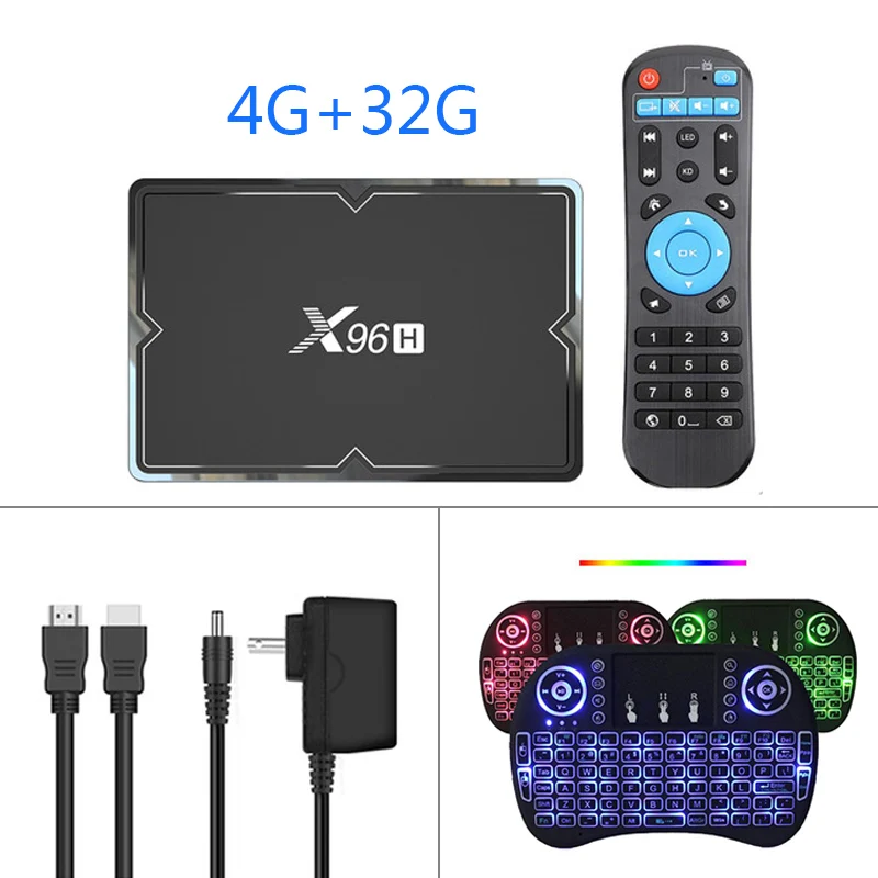 4G32G add I8 keyboad Smart Android tv BOX 6K 4K HD 3D 4G RAM64GB X96H wifi Android 9,0 tv BOX VS X96mini X96max - Цвет: 4G32G add I8 keyboad