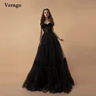 Современное черное Тюлевое вечернее платье Verngo в горошек, длинное вечернее платье-корсет с сердечком, ТРАПЕЦИЕВИДНОЕ ПЛАТЬЕ макси, рождественское вечернее платье, 2021