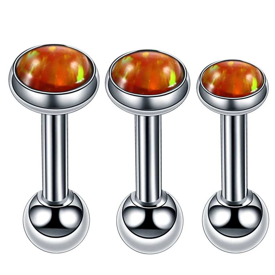 3 шт./лот Нержавеющая сталь Серьги Для Пирсинга Ушей из опалового камня