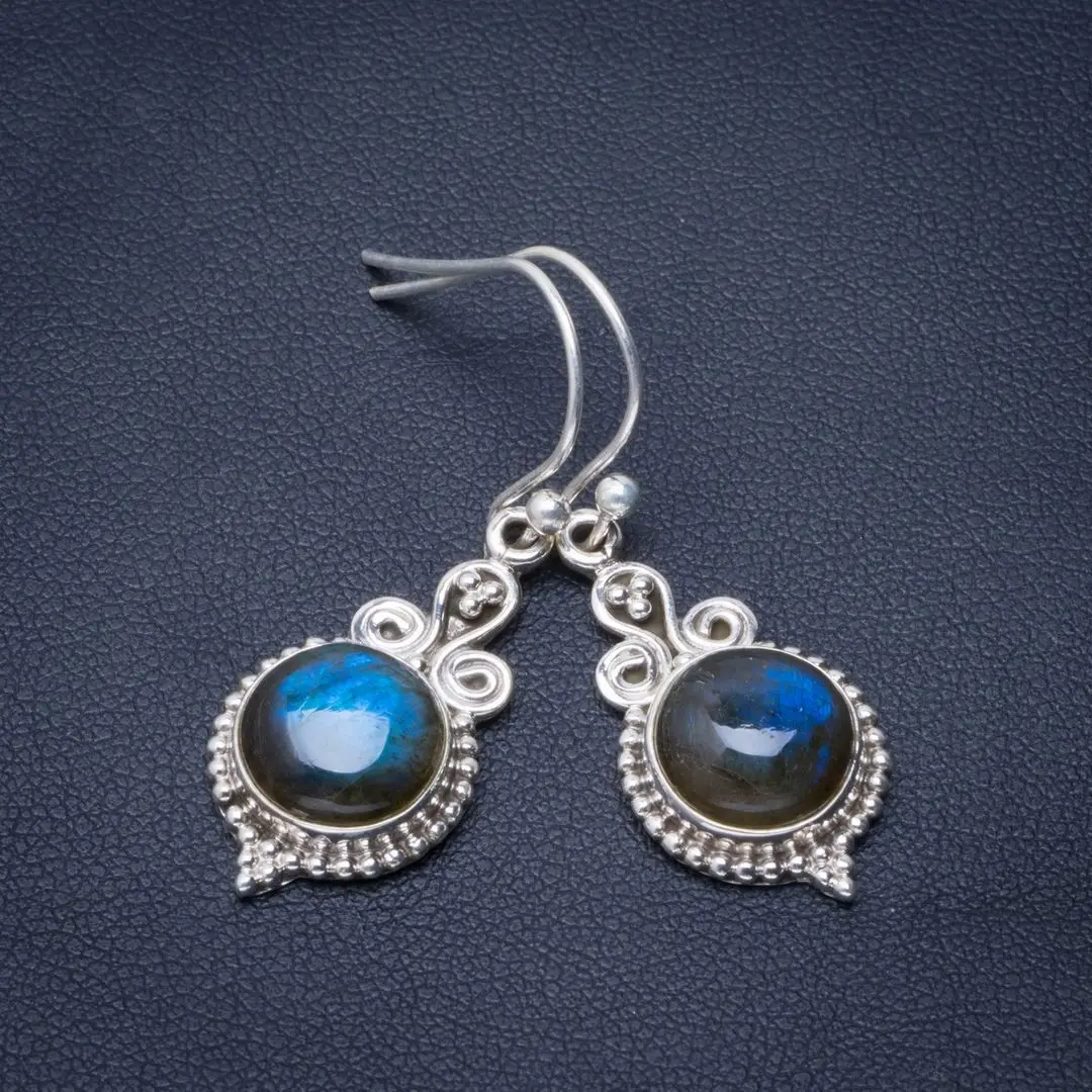 Натуральный синий огонь Лабрадорит ручной работы Уникальные 925 пробы серебряные