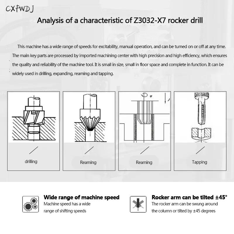

Z3032X7 Industrial Grade Mechanical Drilling Machine Drilling Tapping Cantilever P Belt Cooling Bench Drill Rocker Drill