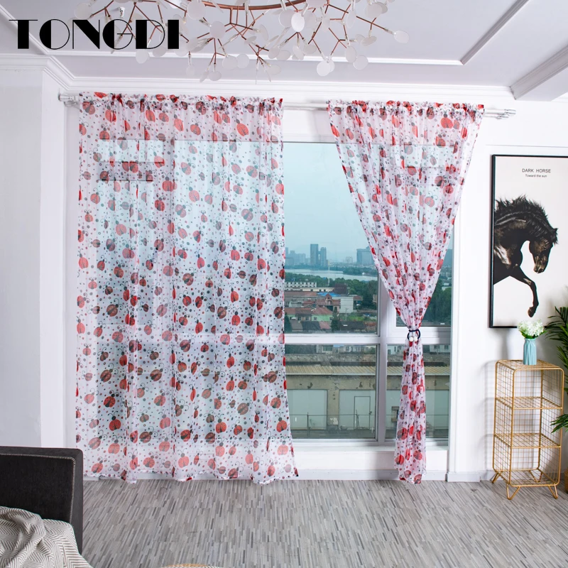 Белая Тюлевая занавеска TONGDI с принтом элегантное милое мультяшное прозрачное