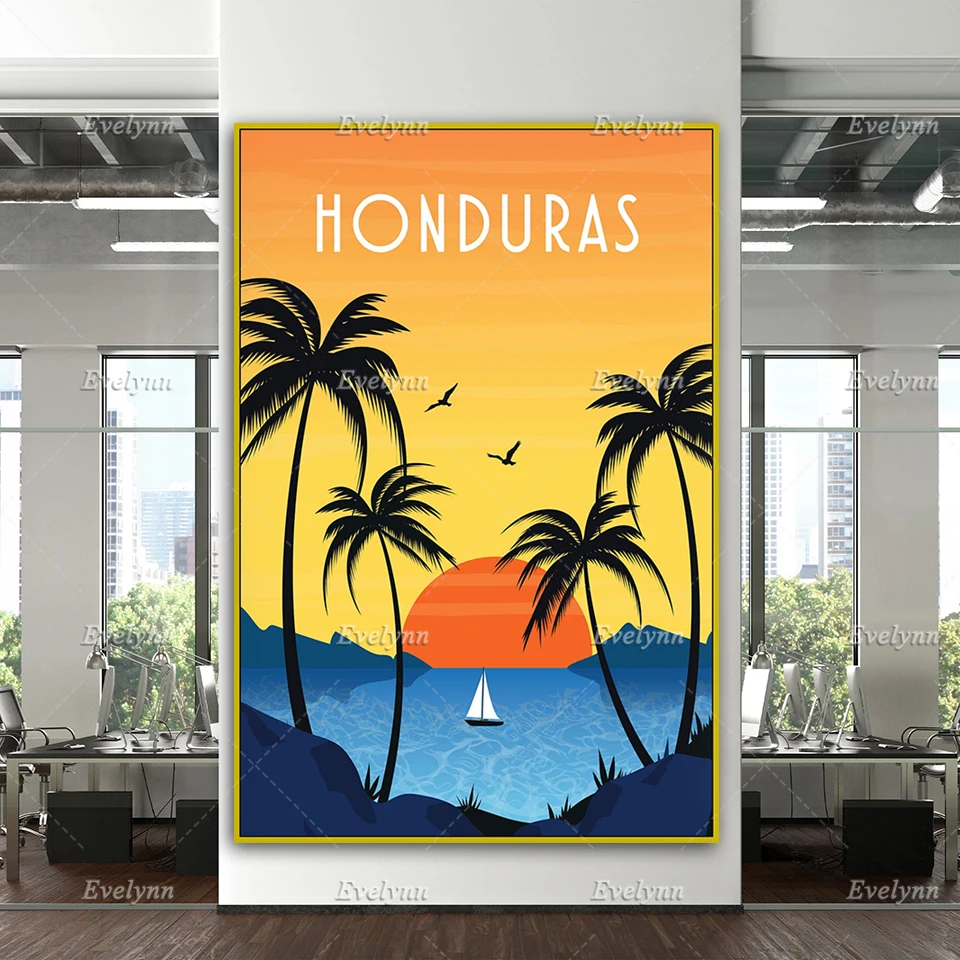 

Honduras Travel Poster, Honduras Wall Art, Honduras Travel Print,Retro Travel Print,Home Decor Canvas Unique Gift