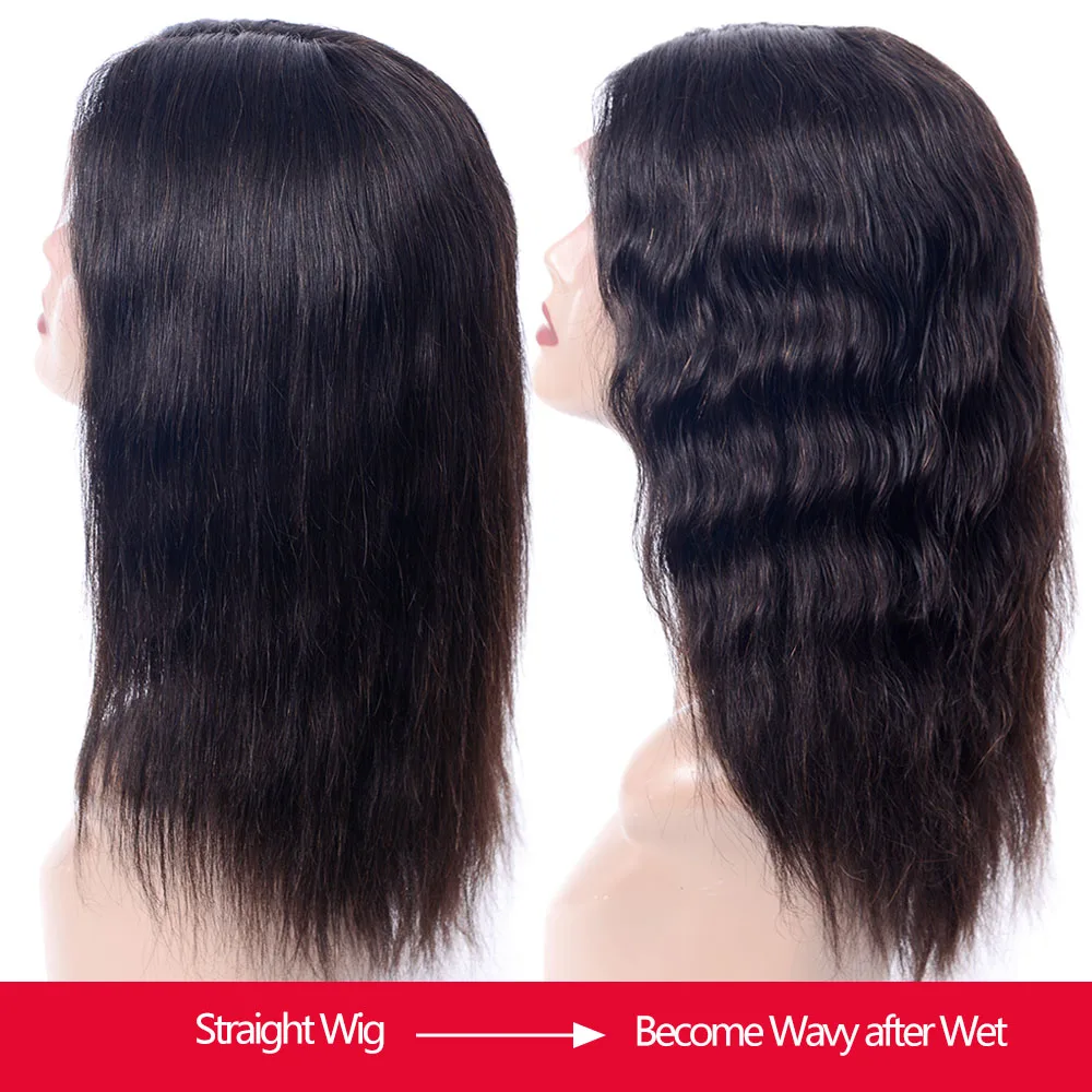 Wet and Wavy Human Hair Wigs Straight Remy Brazilian Lace Front Human Hair Wigs with Natural Hairline 13*2 Become Wave after Wet