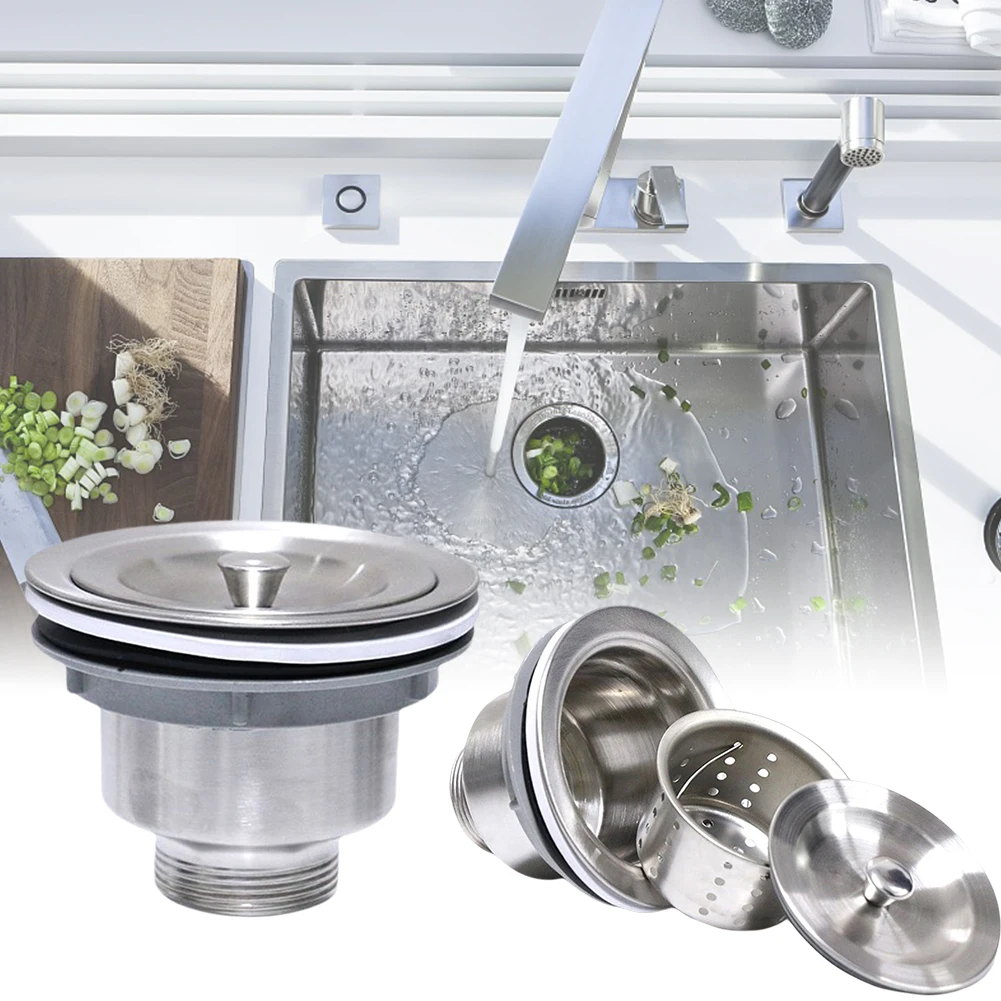 

Stainless Steel Easy Install Basin Waste Basket Sealing Lid Sink Drainer Garbage Filter Stopper Household Kitchen Accessories
