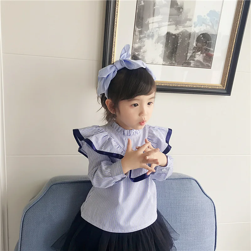 Весенние блузки для девочек детская одежда с оборками дизайнерские Рубашки Топы