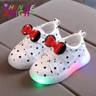 Детские кроссовки со светодиодной подсветкой для девочек, размеры 21-30