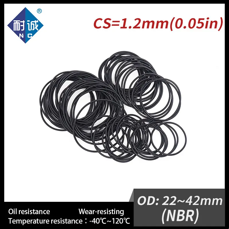 

10PCS/Lot Nitrile Rubber Black NBR Thickness CS1.2mm OD22/23/28/34/42*1.2mm O Ring Seal Rubber Gasket Oil Rings Washer